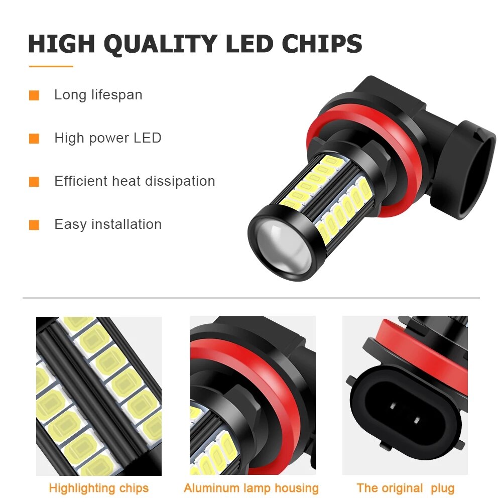 2 stücke H8 H11 Led-lampen HB4 9006 HB3 9005 H16 JP H9 Nebel Lichter Fahren 5630 33SMD Schwanz Lampe auto Licht parkplatz 12V Auto 6000K Weiß