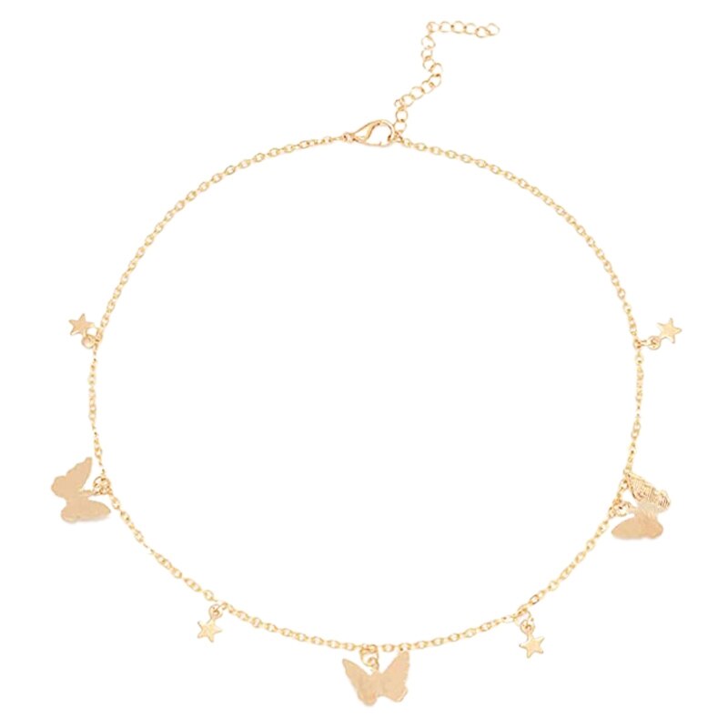 Women's Personality Pendant Butterfly Star Necklace Romantic Chain Necklace Girl Teen Friends Friends