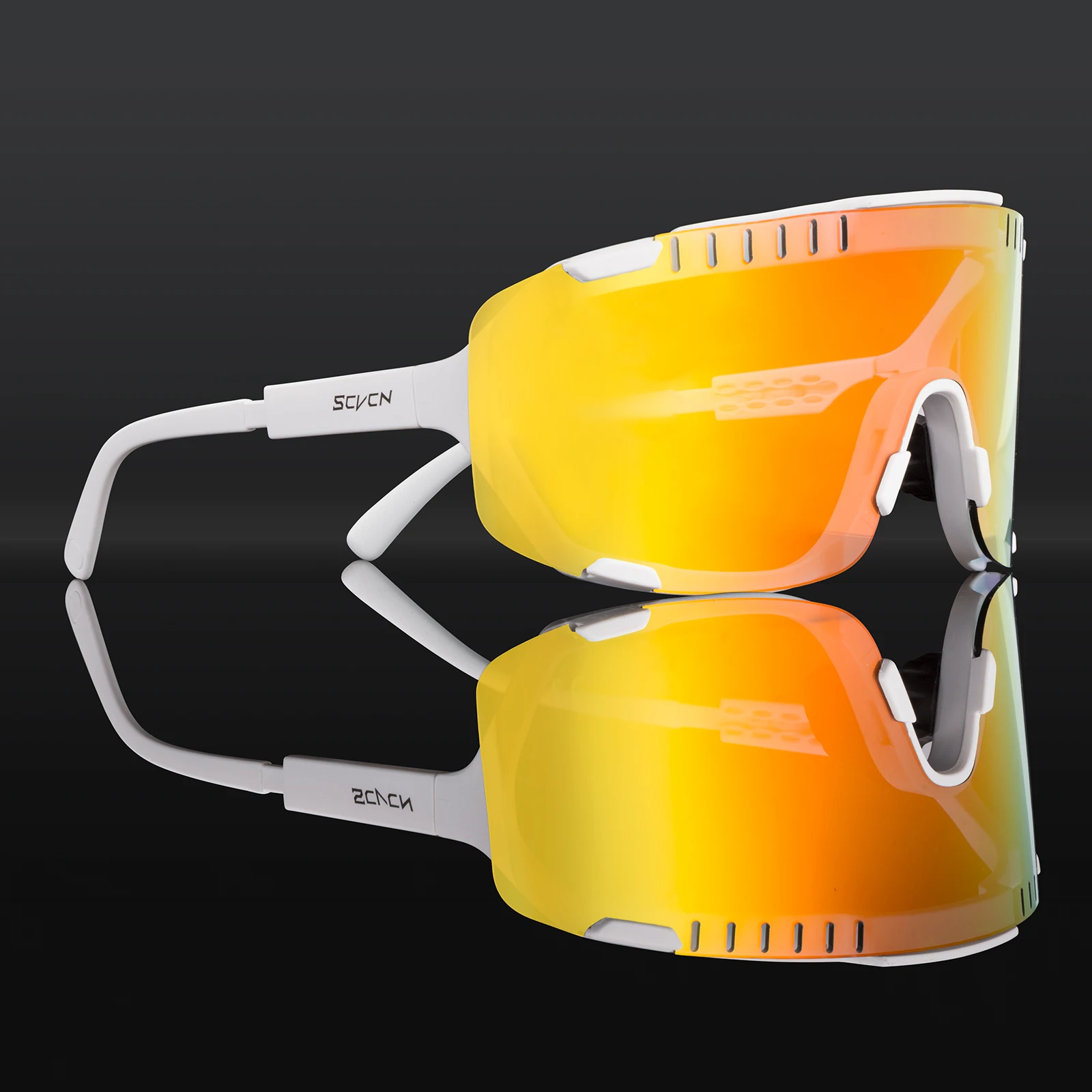 SCVCN Photochromic Sunglasses for Men Cycling Glasses Mountain Bike Road Bicycle Eyewear Pock Cycle Goggles UV400 MTB Biking: Red