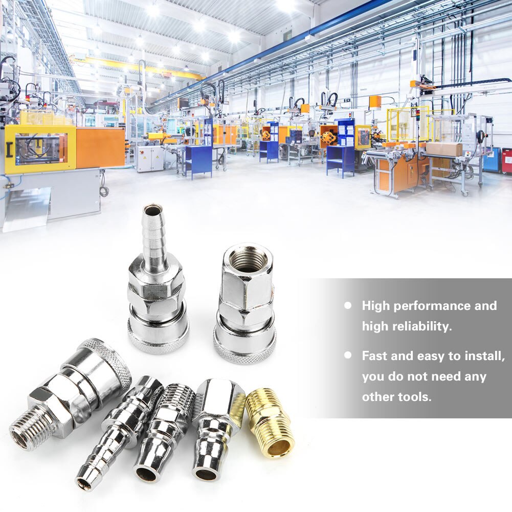 18pcs Line Hose Air Compressor Connector Quick Release Assembly Set 1/4 Inch Pneumatic Iron Parts Quick Connector Tool