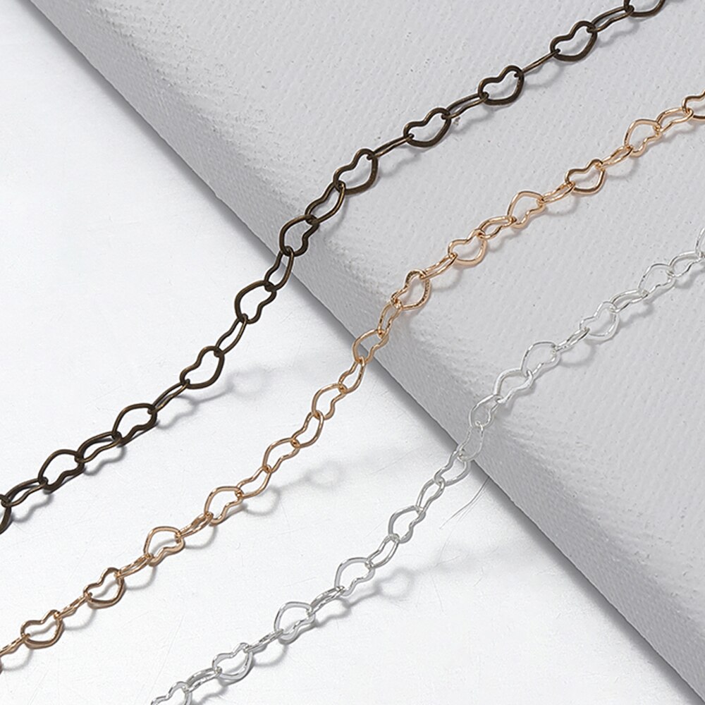 1Meter Halskette Herz Stern Kette Silber KC Gold Kupfer Verknüpfung Ketten Armbinde für Schmuck, sterben DIY Handgemachten Handwerk