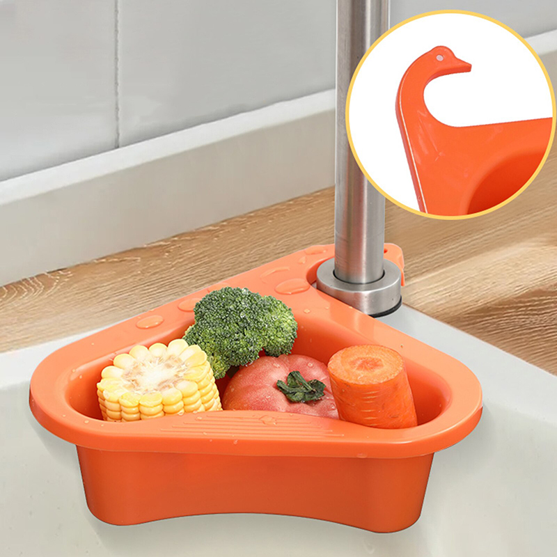 Swan Shape Sink Basket Corner Kitchen Sink Strainer Basket Kitchen Sink Strainer Multipurpose Water Storage Tank Drain Rack