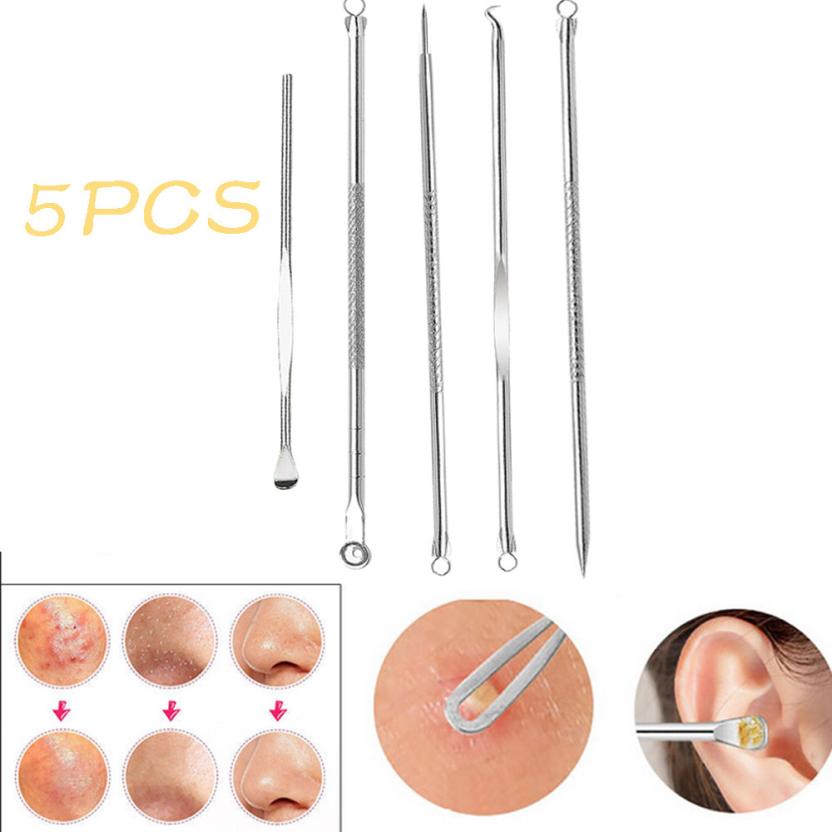 Acne Tool 5pcs Stainless Facial Acne Spot Pimple Remover Extractor Acne-Prone Skin Toolblackhead Facial Acne Spot Pimple Remover