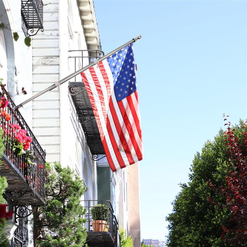 1 Set Stainless Steel Durable Wall Mount Flag Pole Outdoor Flag Holder Yard Flag Stand