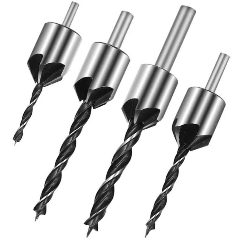 4 Uds. Taladro avellanado de tres puntas para carpintería, taladro escariador de 3-6mm, tornillo biselado, broca perforadora, juego de herramientas