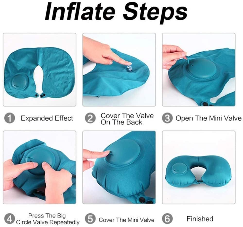 Air Pillow Office Pillow with Press U Inflatable Pillow Head Rest Air Neck Cushion