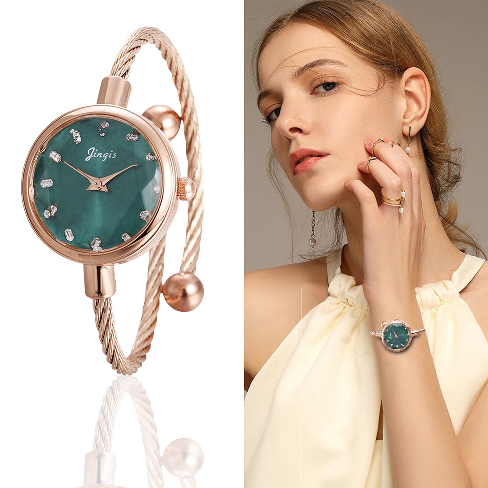 Vrouwen Horloge Prachtige Mode Armband Horloge Dames Armband Quartz Horloge Rose Goud Kleine En Prachtige Dames Casual Klok