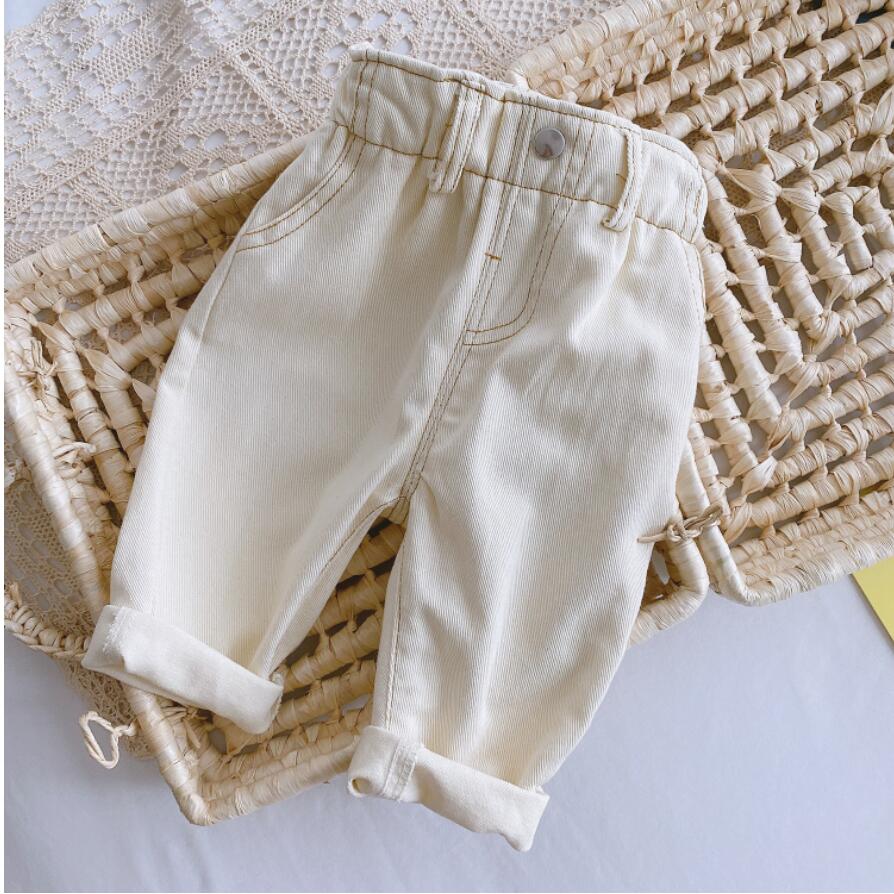 Casual Jongen En Meisjes Denim Broek Lente Herfst Pocket Kids Legging School Jongens Broek Kinderen Jeans Kleding 1-7 Jr: Beige / 12-18 Months 73