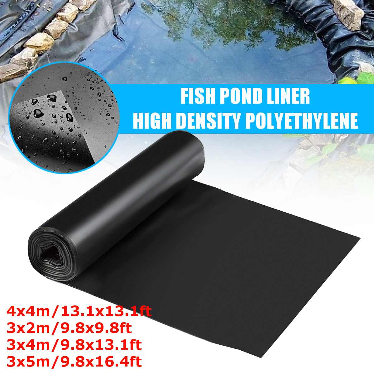 4 Size Black Fish Pond Liner Cloth Home Garden Pool Reinforced HDPE Heavy Landscaping Pool Pond Waterproof Liner Cloth