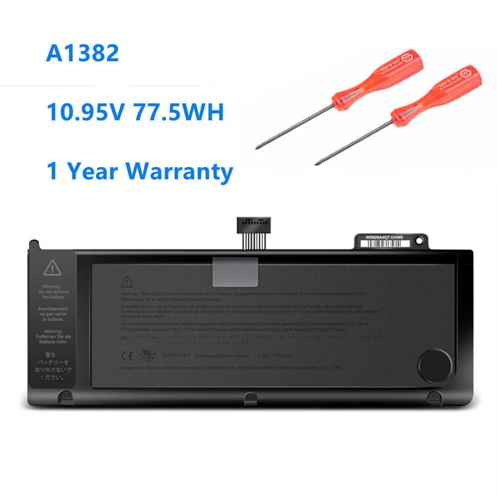 Batería A1382 para portátil Apple MacBook Pro, 15 &quot;, A1286, , , versión MC721, MC723, MC847, MD318, MD322, MD103, MD104, 10,95 V, 77.5WH