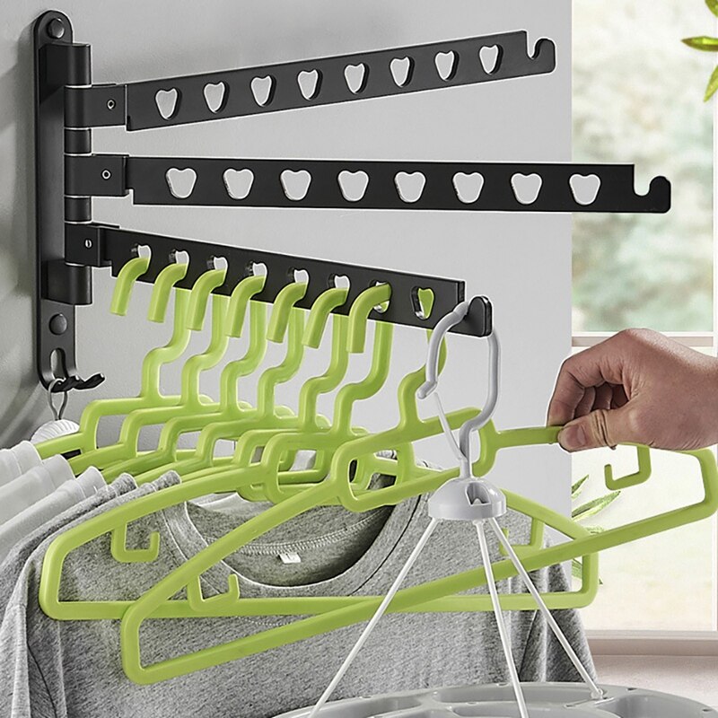 Aluminum Clothes Rack Swivel Folding Clothes Hanger Rack Balcony Drying Rack Clothes Hanger Wall Mounted Hanger