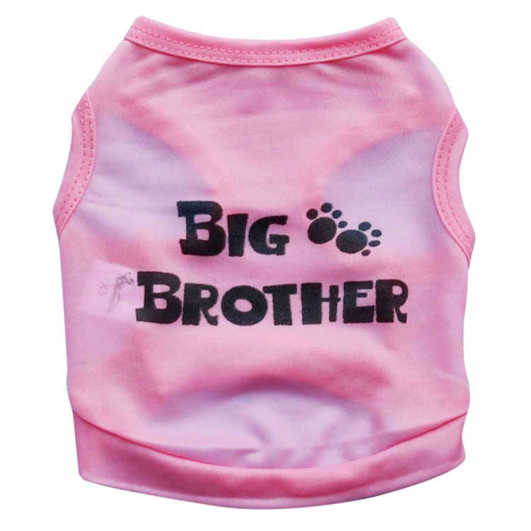 Lente Zomer T-shirt Hond Kleding Voor Samll Honden Huisdier Grote Broer Patroon Vest Hoodie Voor Kleine Honden Katten: Roze / L