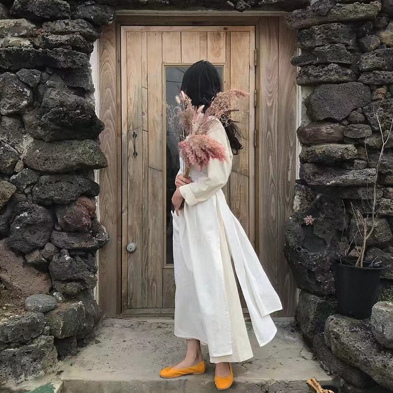 Washed cotton linen Kitchen Apron For Cooking Baking Flower Shop Ruffles work clean apron for woman uniform lady Dress