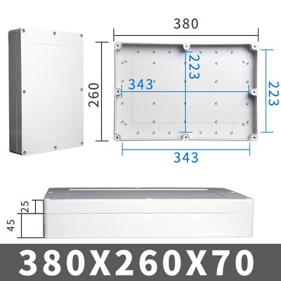 Outdoor large size waterproof shell plastic box electronic engineering shell electronic product waterproof junction box: 380-260-70