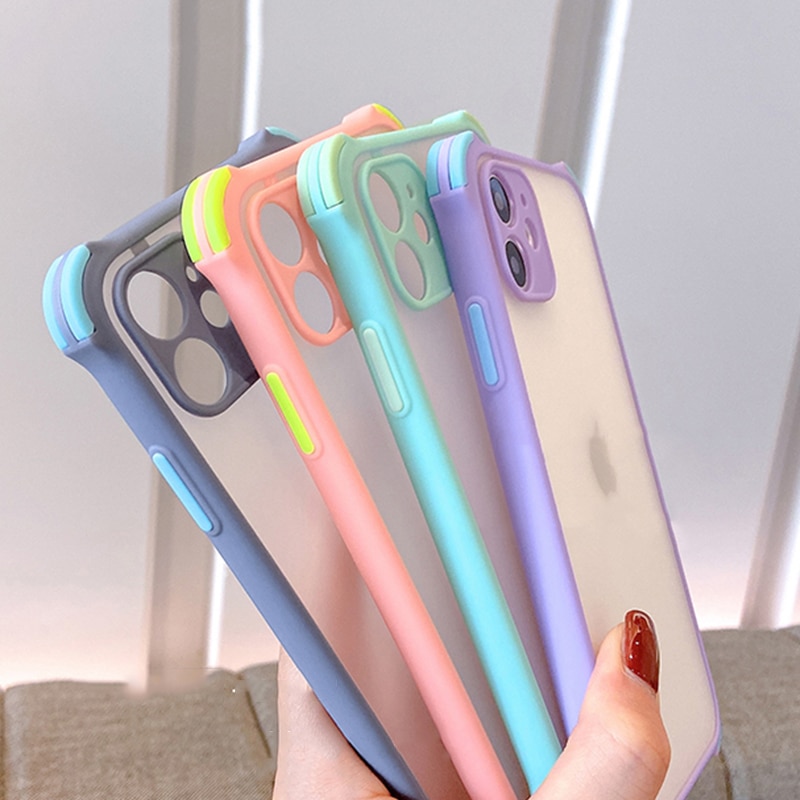 Shockproof Simple Matte Transparent Back Candy Colors Phone Case For Xiaomi Redmi Note 9T 7 K20 Pro Anti-Fall Soft Silicone Case