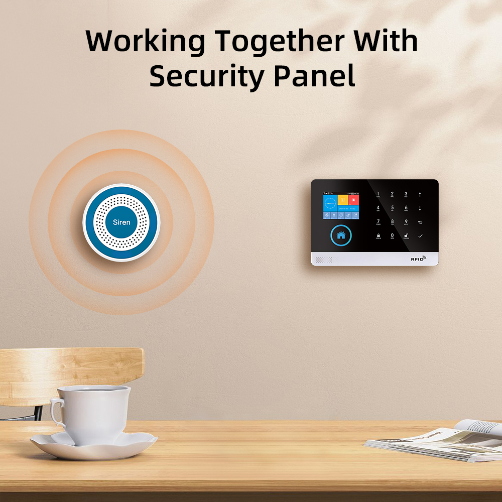 Indoor Strobe Siren 433MHZ Light Siren Mini Standalone Strobe Siren Home Security Sound Alarm System With PIR Door Sensor