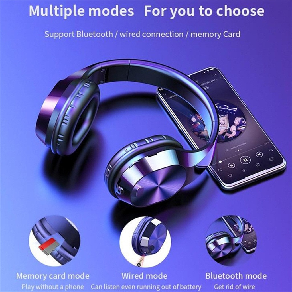 Carprie Draagbare Draadloze Hoofdtelefoon Bluetooth Stereo Headset Opvouwbaar Audio Mp3 Verstelbare Koptelefoon Met Microfoon Voor Muziek