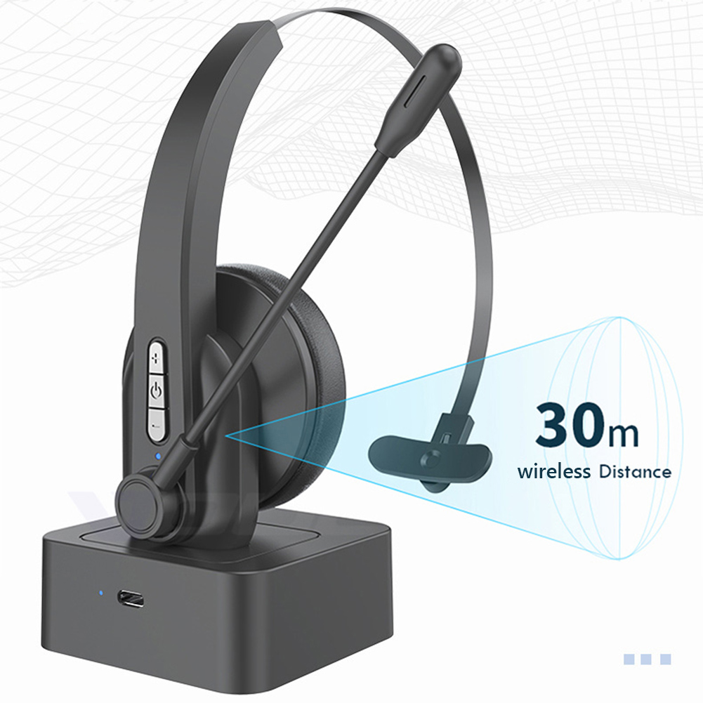 Auriculares para centro de llamadas compatibles con Bluetooth, auriculares inalámbricos manos libres con micrófono y cancelación de ruido para centro de llamadas