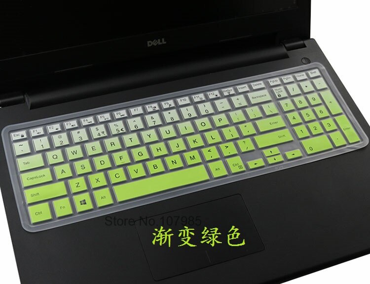 15 inch laptop toetsenbord beschermhoes voor dell inspiron 15 5000 5568 15cr 15cr-4528b vostro 15-3559 ins 15 5565 5567 7567: Geleidelijkgroen