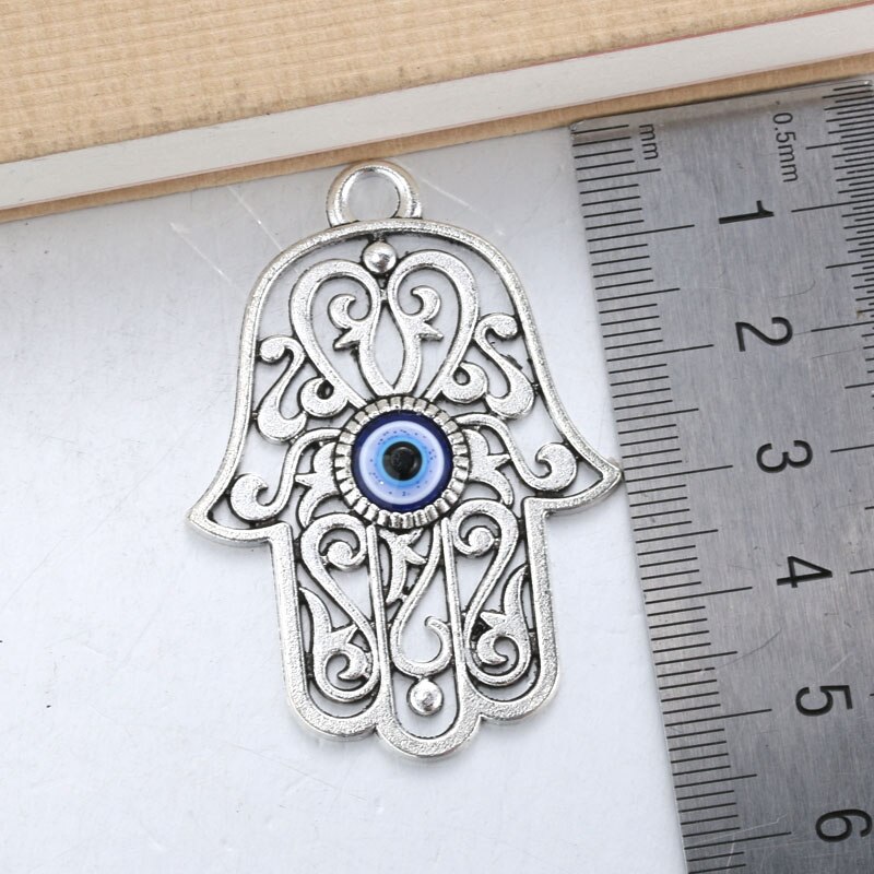 5 pièces 50x35mm ancienne Fatima Hamsa main chanceux collier pendentif bijoux accessoire faisant des bijoux de Style rétro