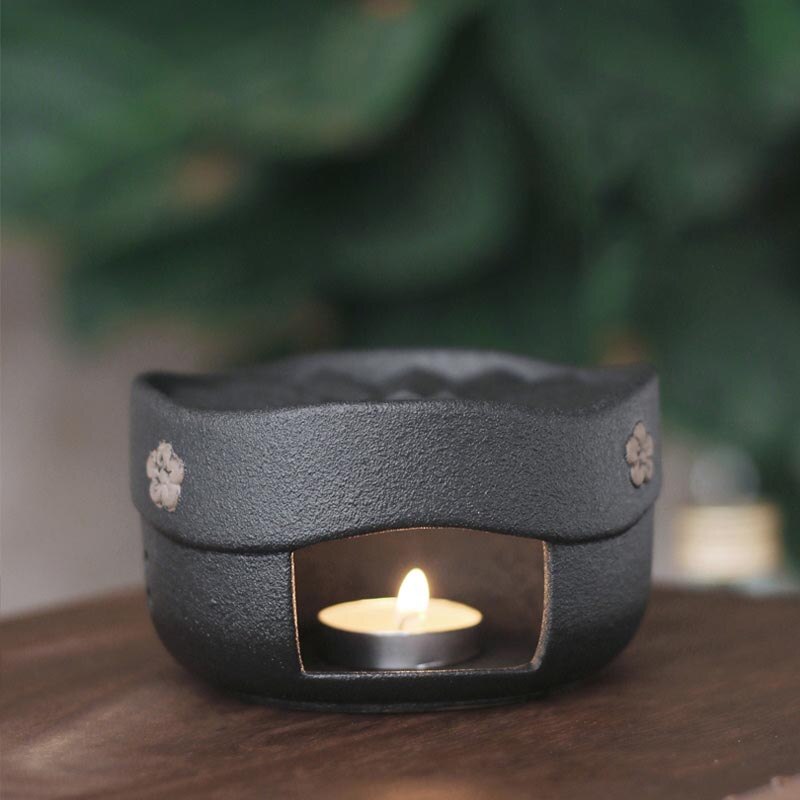 Styl japońnarty czarny Zen gruba ceramika czajnik robić herbaty świeca ogrzewanie podstawa ceramiczna zestaw robić herbaty Kung Fu kawy podgrzewacz robić mleka uchwyt czajniczek