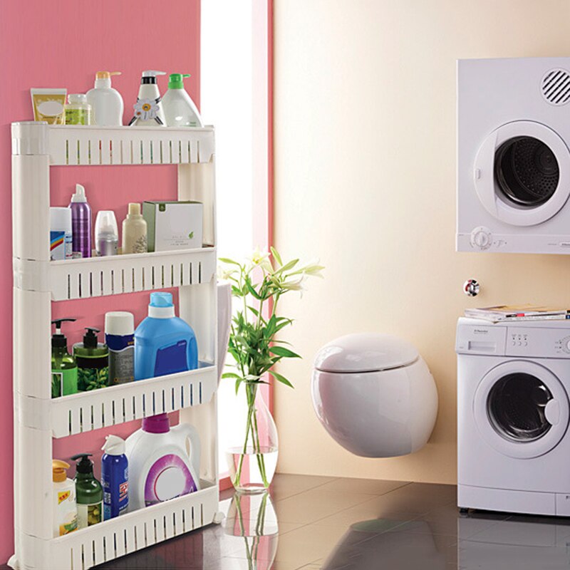 Mensola angolare moderna in plastica per bagno scaffale a 4 strati scaffale mobile in plastica rettangolare portaoggetti per bagno strumenti per mobili HWC