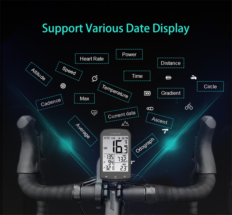 Cycplus M1 Fiets Gps Computer Fiets Computer Speedmeter Draadloze Fietscomputer Stopwatch