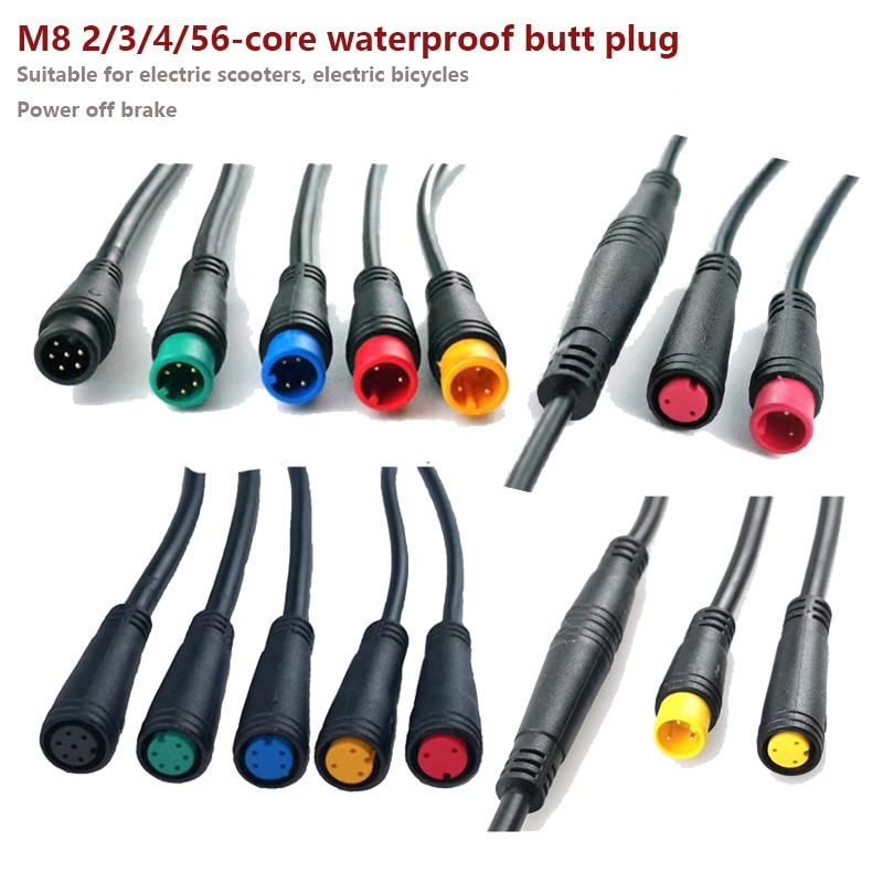 M8 Elektrische Fiets Waterdichte Butt Plug Connector Scooter Remkabel Pluger Signaal Sluit Afgesneden Power Sensor 2/3/4/5/6pin