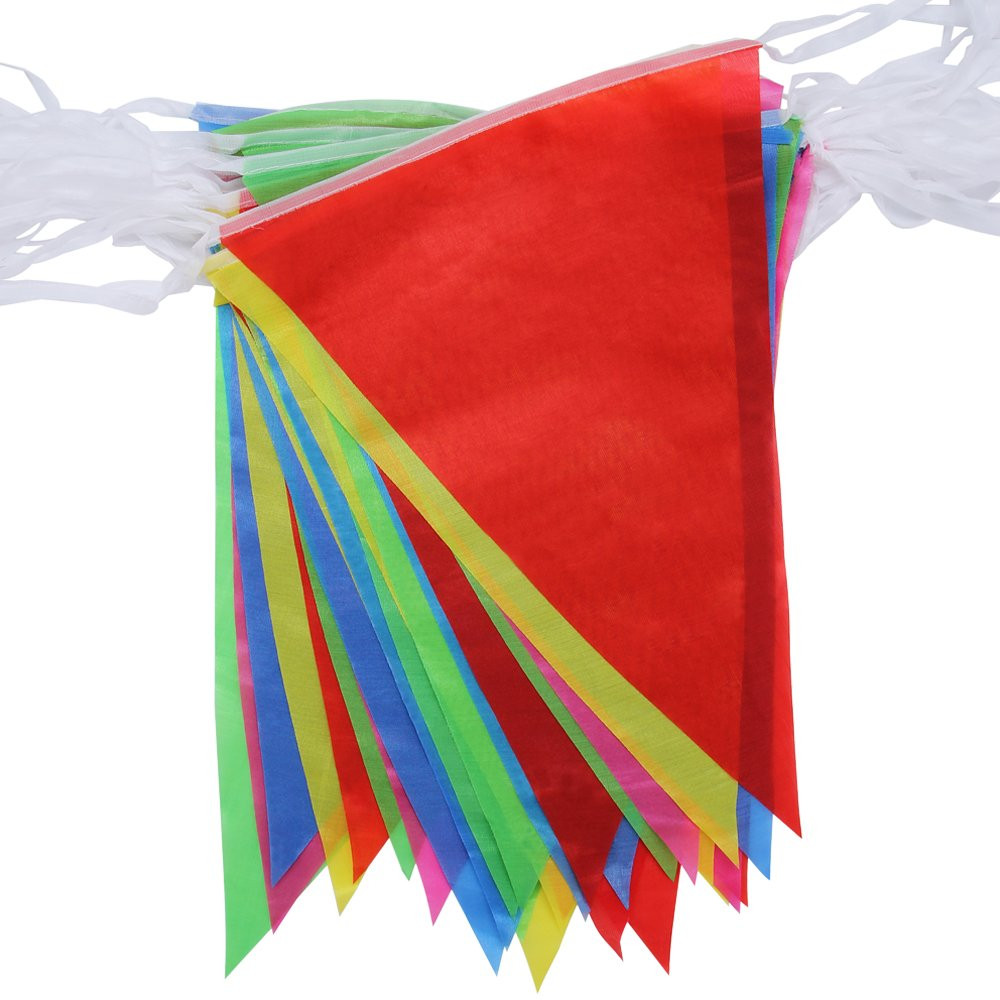 Coloured Triangular Slik Flags And Banners Bunting Garland Birthday Graduation Party Decorations Supplies Start Business Decor