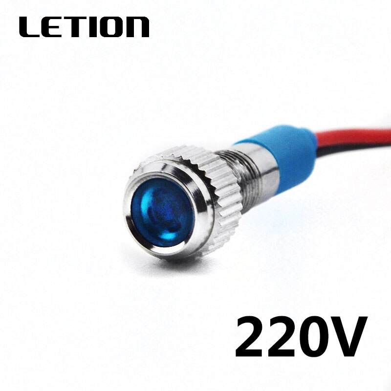 5Stck 6mm Wasserdichte LED Metall Anzeige Pilot Licht Signal Lampe 12V 24V 220V Maschine Auto Stiefel Arbeits PC Energie: 220V Blau