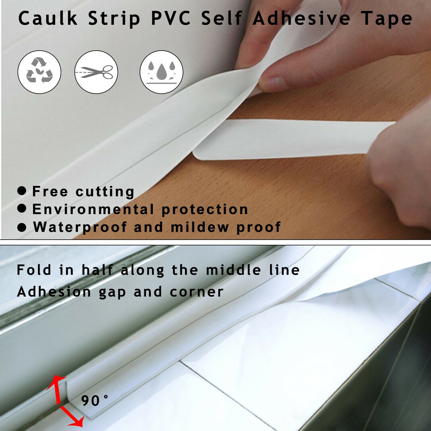 3.8 x 3.2m hjemmebadeværelse bruser køkken forseglingstrimmel tape selvklæbende resistent vandtæt forseglingstape bad caulk tape