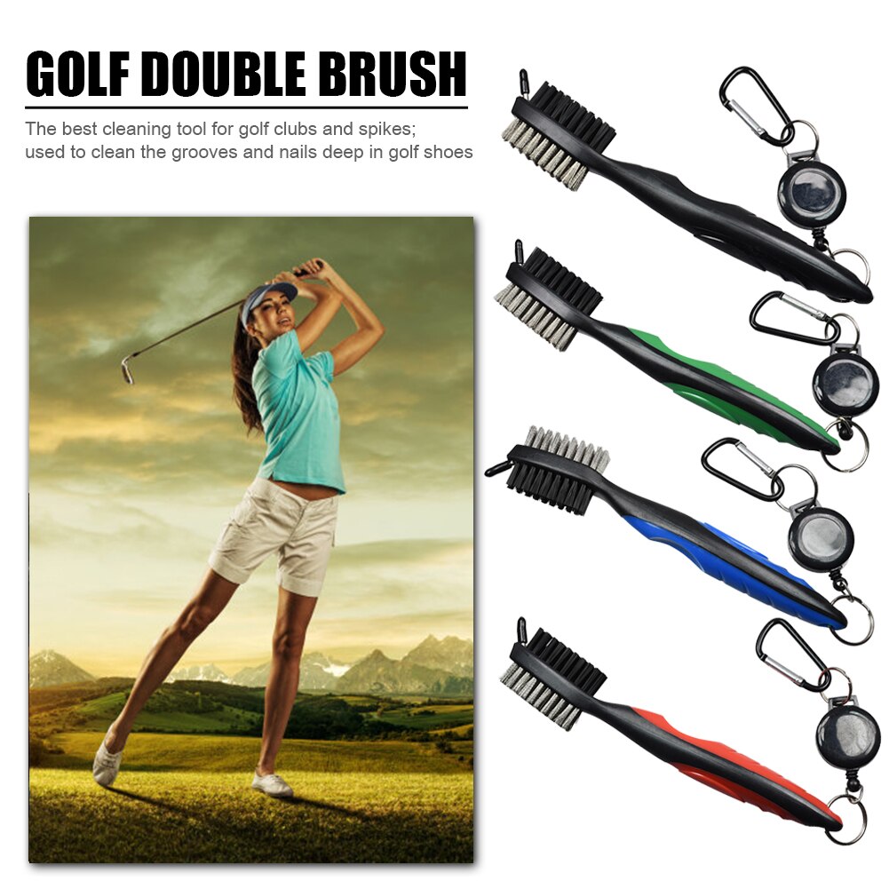 Golfklubba borste golf pole putter dubbelsidiga spår renare rengöringsborstar för utomhus träningsgolf tillbehör