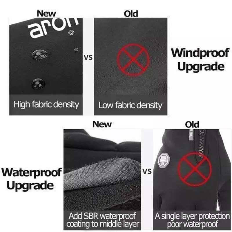 Guanti termici caldi ciclismo correre guanti da guida tutto'aperto guanti da tocco schermo impermeabili caldi invernali unisex guanti caldi invernali