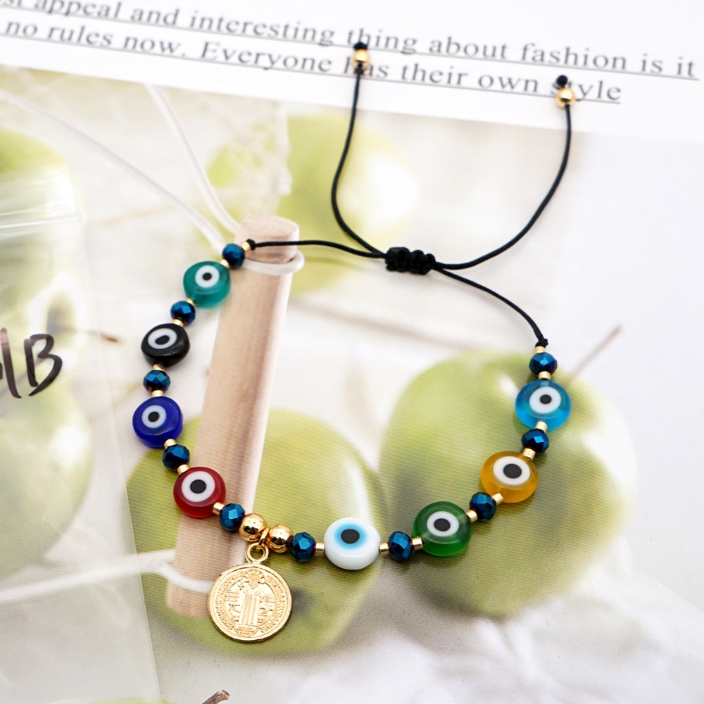 Go2 boho armbånd til kvinder tyrkisk onde øje armbånd charms smykker justerbare nazar boncuklu bileklik pulseras lucky armbanded