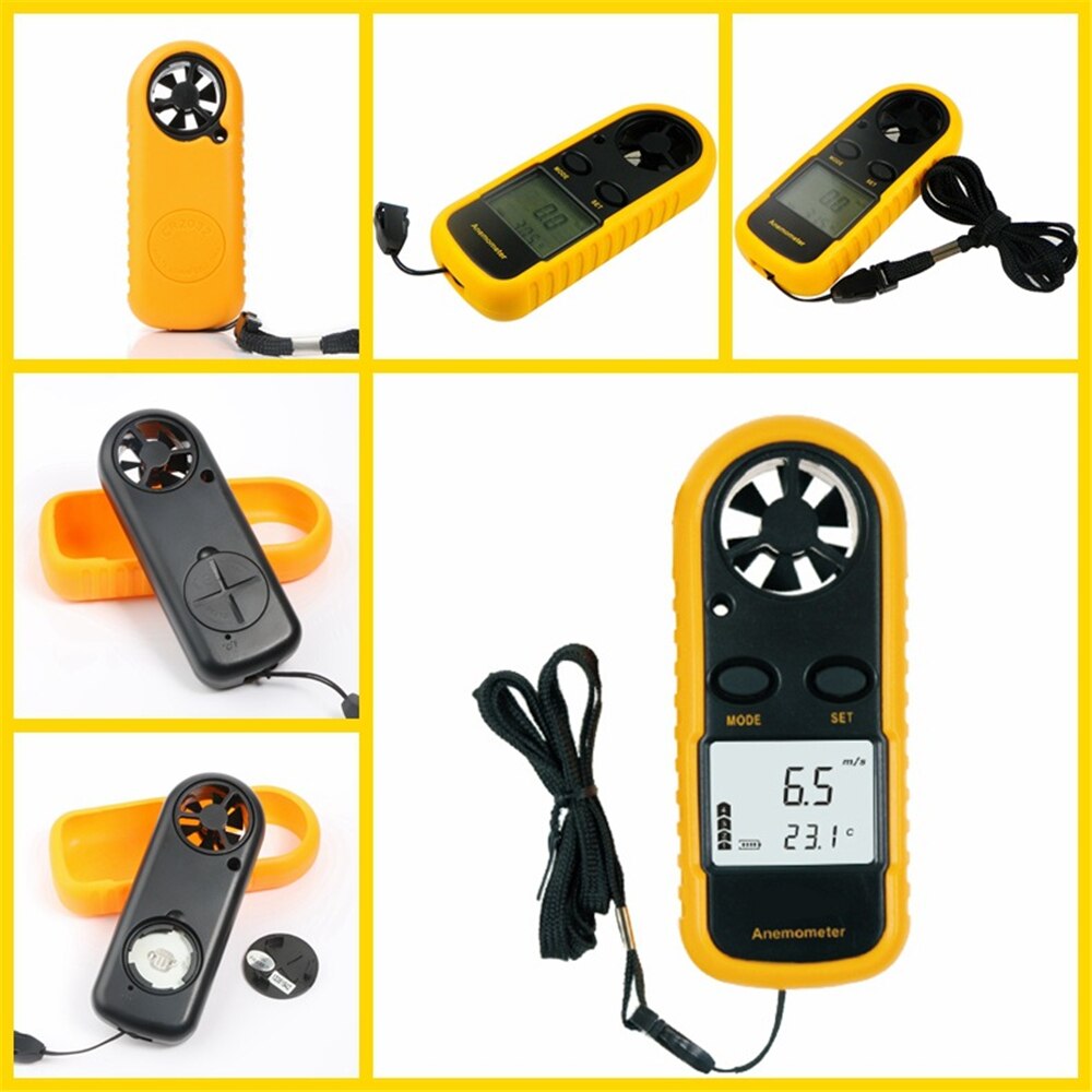 Digital Anemometer Mini Wind Speed Gauge Air Velocity Airflow Meter GM816 0-30m/s -10~45C with LCD Back-light Display
