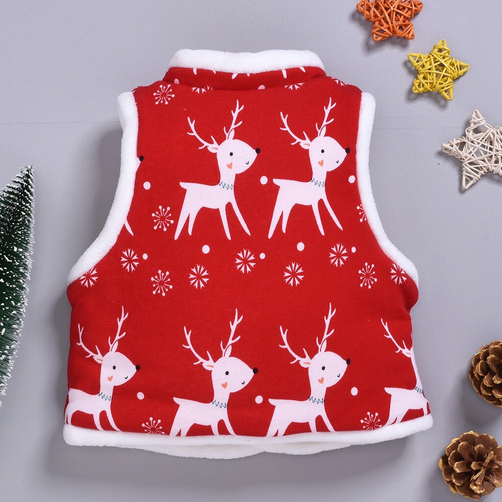 Peuter Kids Baby Jongens Meisjes Jas Jas Cartoon Herten Gedrukt Mouwloze Jas Kerst Cartoon Baby Uitloper Kleding W1127