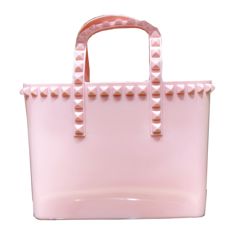 Summer Rivet Jelly Lady Handbag Bucket Tote Bag Shopping Bag Large Capacity PVC Women Handbag