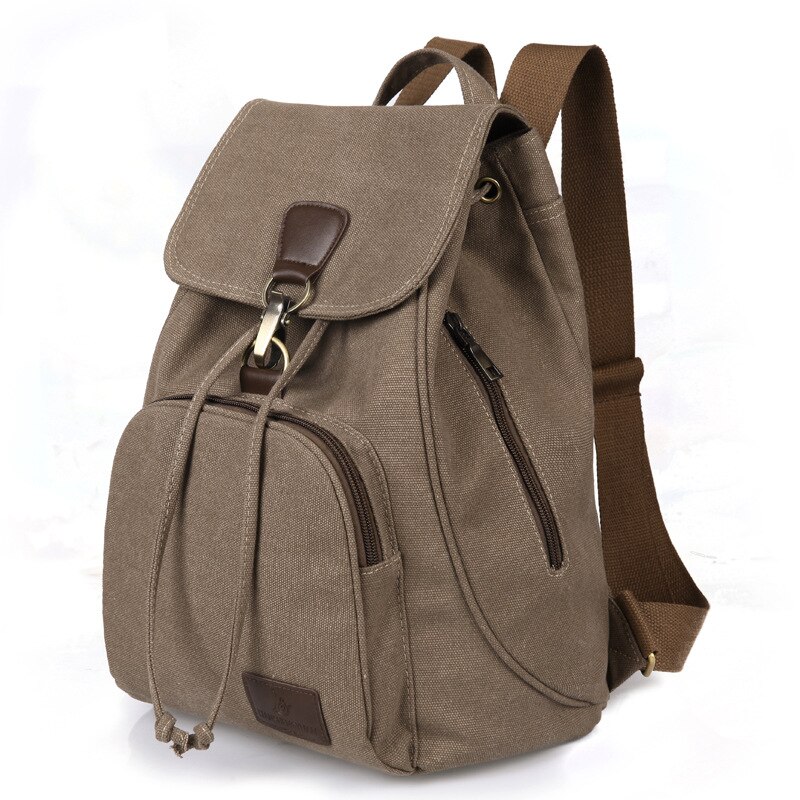 Chuwanglin Female women canvas backpack preppy style school Lady girl student school laptop bag mochila bolsas ZDD6294: coffee