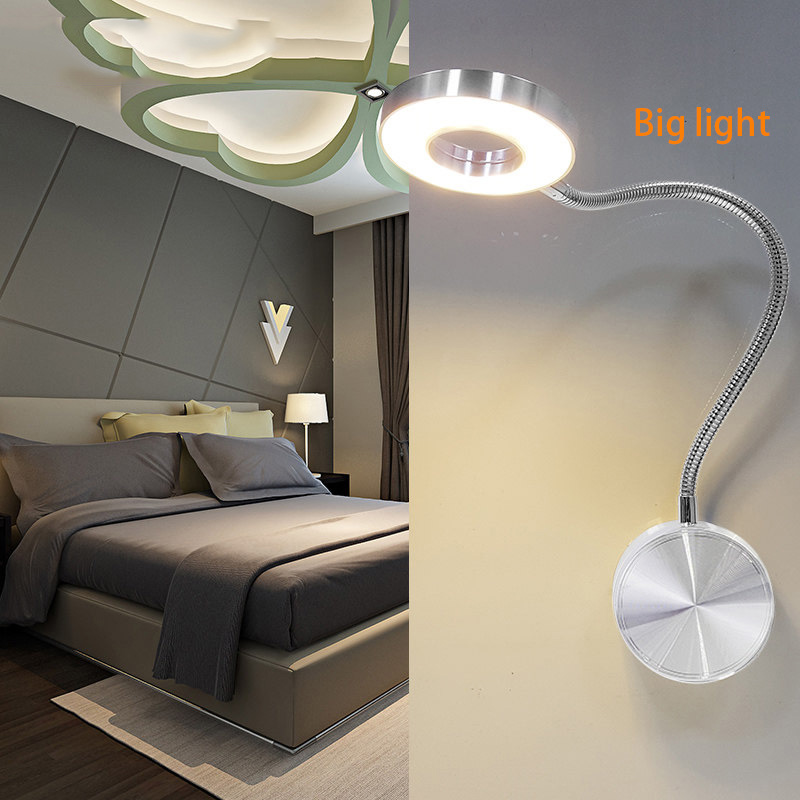LED-tuyaux-mur-applique 5W 360 ° Chambre à coucher Flexible avec interrupteur à LED, anneau lumineux pour Selfie, lapms muraux d'intérieur pour maquillage, lecture sur le chevet: 0-5W / WHITE