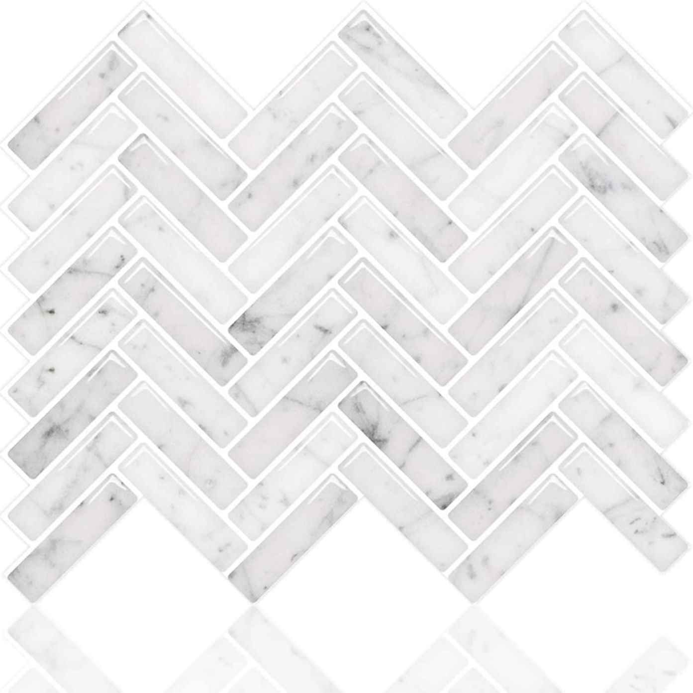 Peel and Stick Tile Backsplash, Sky Marble Herring... - Grandado