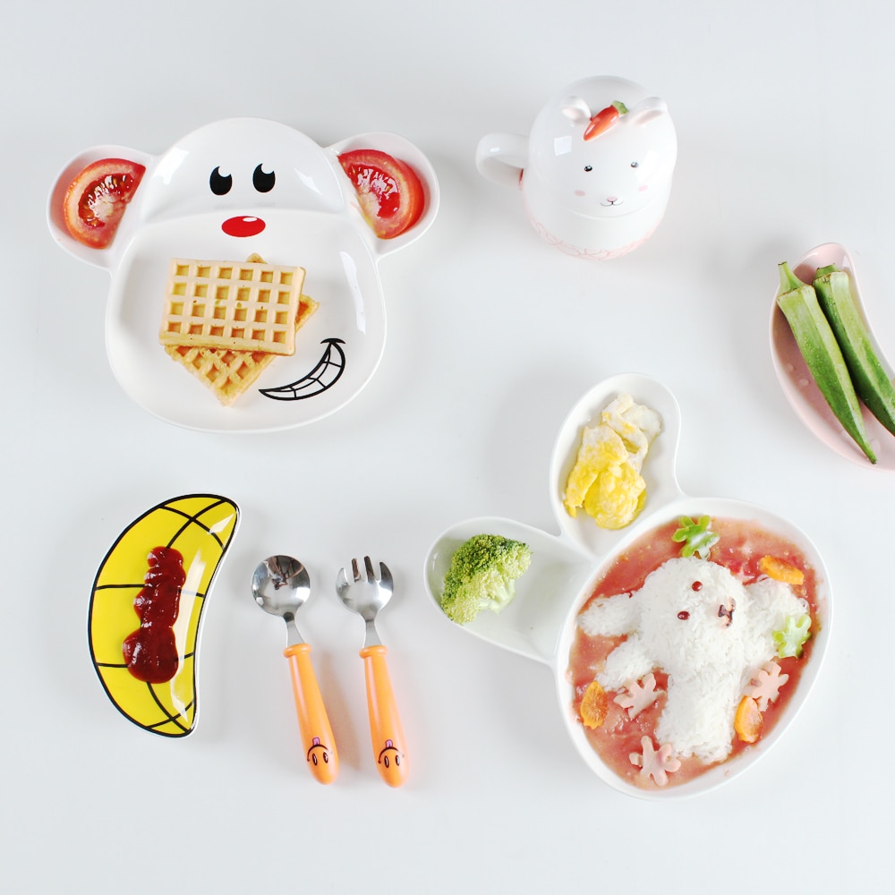 Tecknad form barnskål fruktfat barntallrik servis fat snack tallrik barn servis set