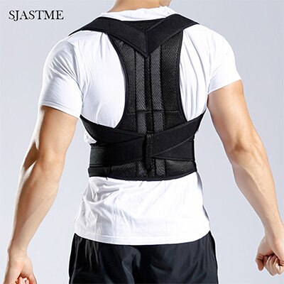 SJASTME Fully Adjustable Posture Back Support Corrector Lumbar Brace Shoulder Band Belt Body Shaper Black Vest Shapewear: L