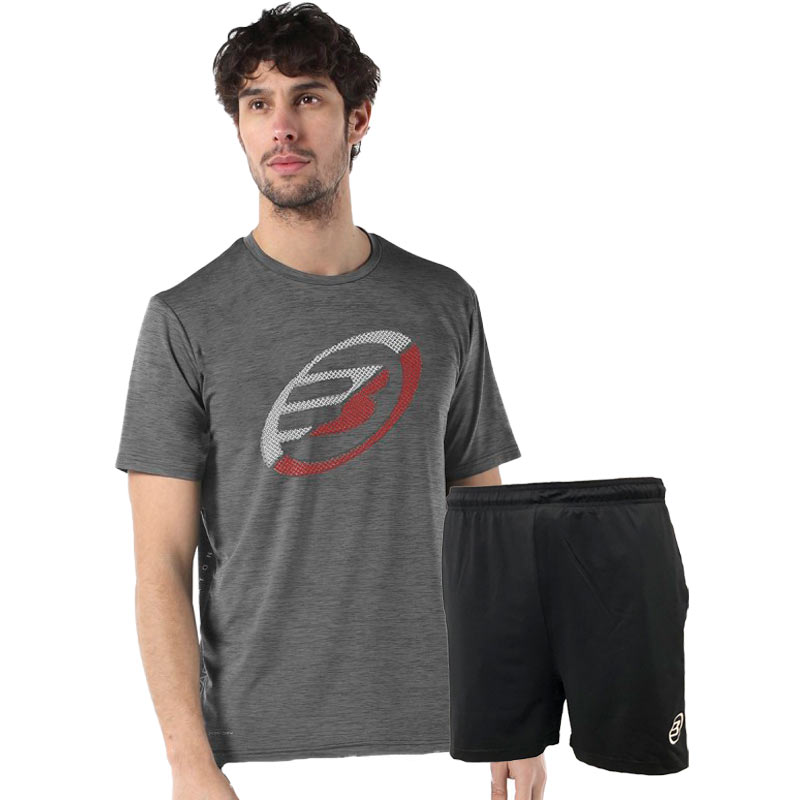 Bullpadel Conjunto Cogne Gris Negro - en 24H* - Textil Hombre - Textil Padel - Conjunto Bullpadel