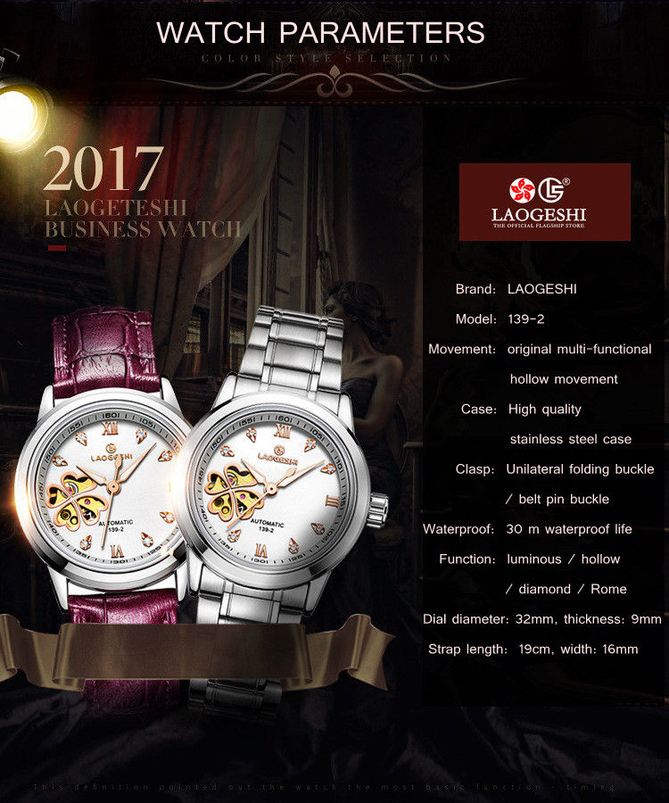 Vrouwen Automatische Mechanische Horloges Diamant Klavertje Vier Horloges Dames Rose Lederen Horloge Waterdicht Senhoras Assistir