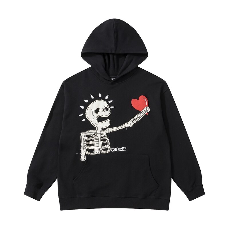 Pull gothique à capuche en coton pour homme et femme, pull style streetwear européen et américain, rétro, à la , automne: Black / M
