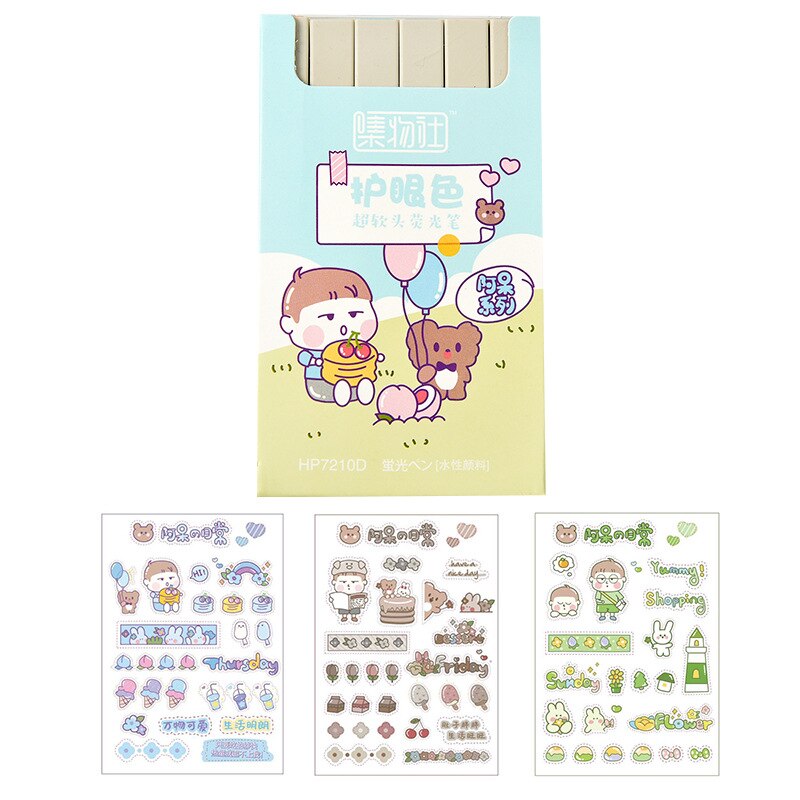 36 teile/los Kawaii Feste Farbe Auge Schutz Textmarker Nette Zeichnung Marker stifte Werbe Büro Schule Liefert: 1