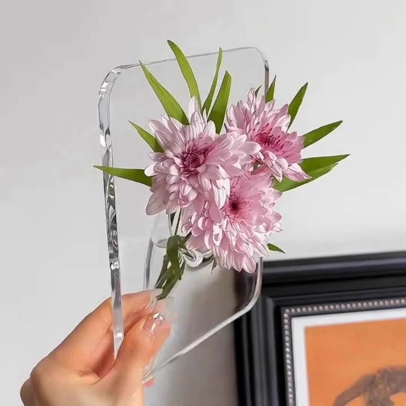 Florero con marco de fotos acrílico, soporte transparente para flores para sala de estar, decoración de mesa, cultivo de agua para plantas, de decoración del hogar