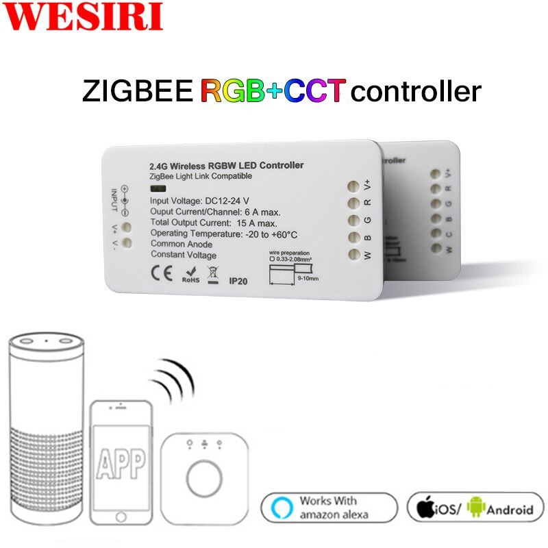 LED Controller RGB+CCT RGBW WWCW LED Strip Controller DC12/24V Linear Light Dimmer APP LED Controller