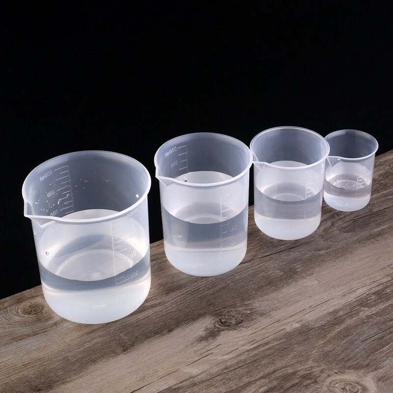 Juego de 4 vasos medidores de plástico de 50ml 150ml 250ml 500ml (transparente)