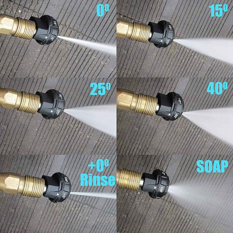 Pressure Washer 6-In-1 Spray Nozzle Tip, Quick Change over and Easy Adjustable Patterns, with Quick Connecting Pivoting Coupler